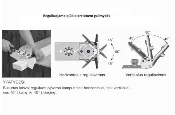 Reguliuojamas pjovimo kreiptuvas