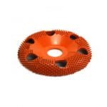 Oranžinis pusapvalis rotacinis drožtuvas su skylėmis Saburrtooth (diametras 100mm)