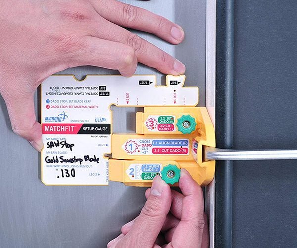 Dado Stop nustatymo matuoklis MATCHFIT Setup Gauge - panaudojimo pavyzdys