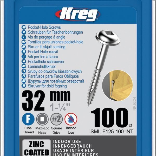 Kreg varžtai SML-F125-100 – 32mm