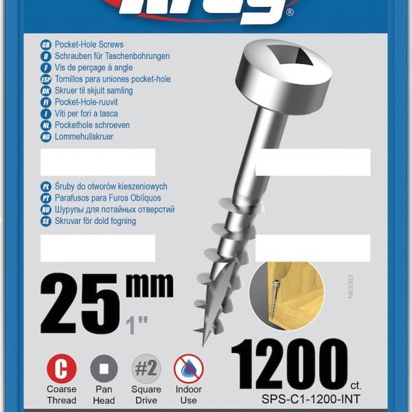 Kreg varžtai SPS-C1-1200–25mm