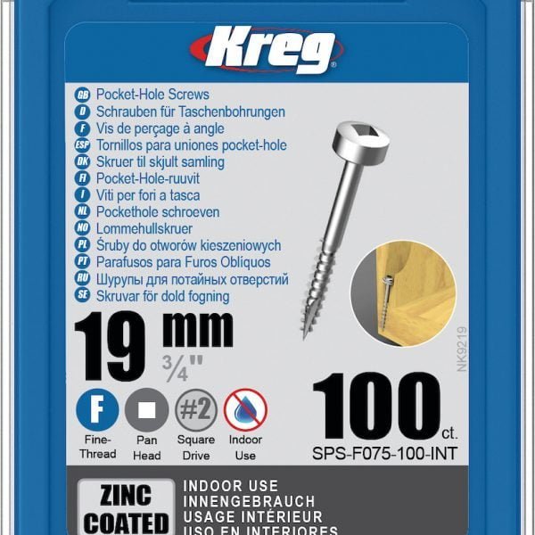 Kreg varžtai SPS-F075-100–19mm