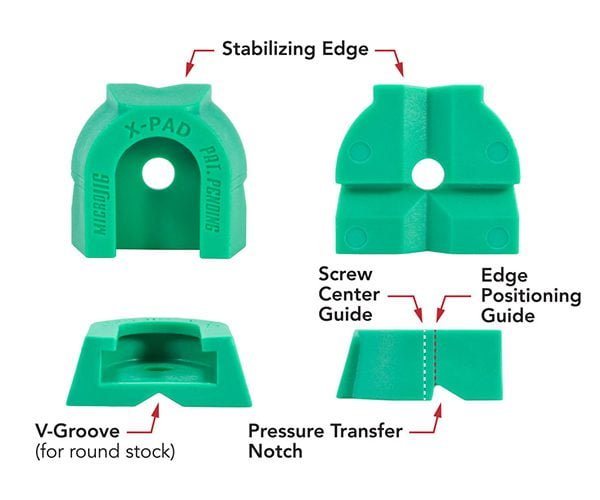 Spaudimo galvutės antdėklų X-PAD™ komplektas (4 vnt.) MATCHFIT darbastalio spaustuvams