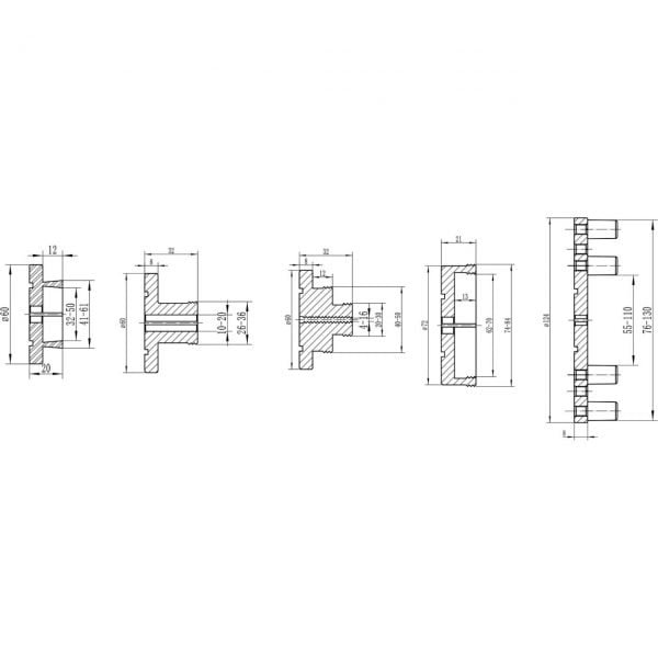 Griebtuvų medienos tekinimui komplektas Power chuck set Premium M 70