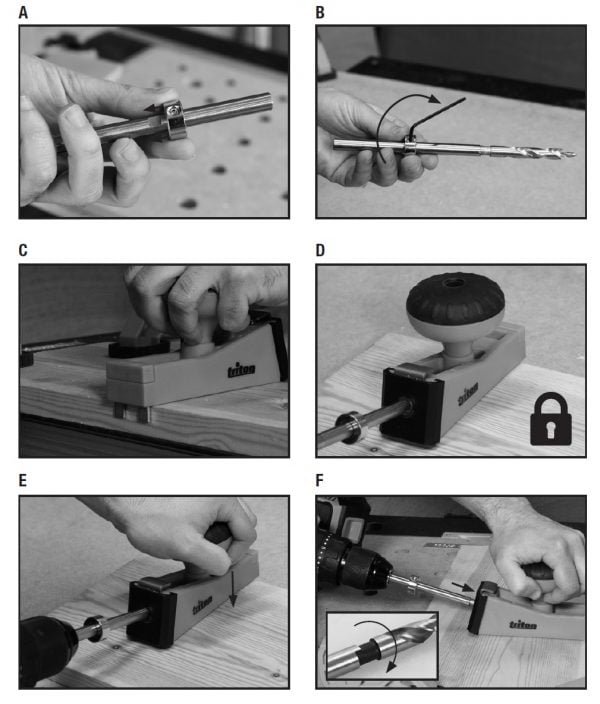 Greito nustatymo pagalbinis šablonas (Pocket hole jig) paslėptų skylių gręžimui Triton T3PHJ