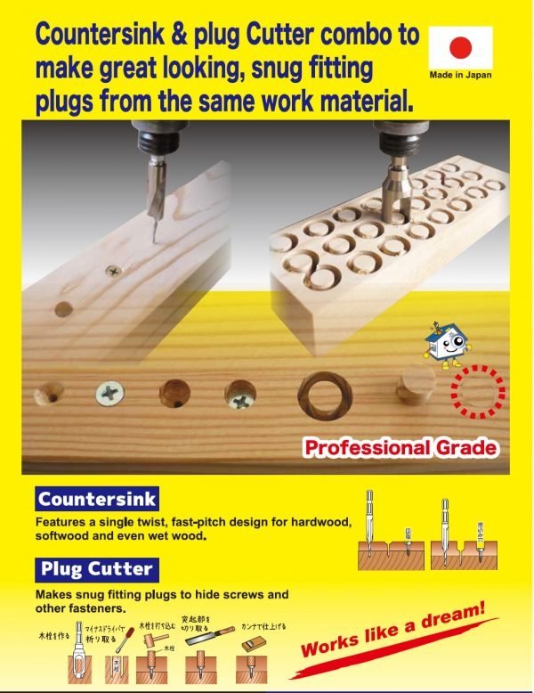 Medienos grąžto Ø 3,5mm ir pjoviklio Ø 10mm komplektas skylės maskavimo kaiščių išpjovimui