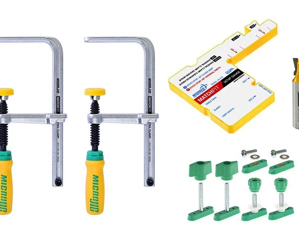 Darbastalio spaustuvų komplektas su priedais MATCHFIT Dovetail Track Clamp PRO