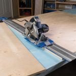 Universali kreipiančioji liniuotė diskiniams pjūklams Kreg Accu-Cut