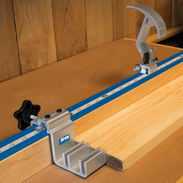 Pagalbinių priemonių medienos skersavimo staklių stalui komplektas Kreg Precision Trak & Stop Kit KMS8000
