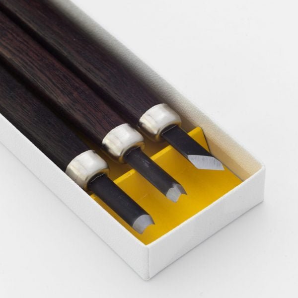 Japoniškų raižiklių medienos drožybai komplektas 3 vnt.