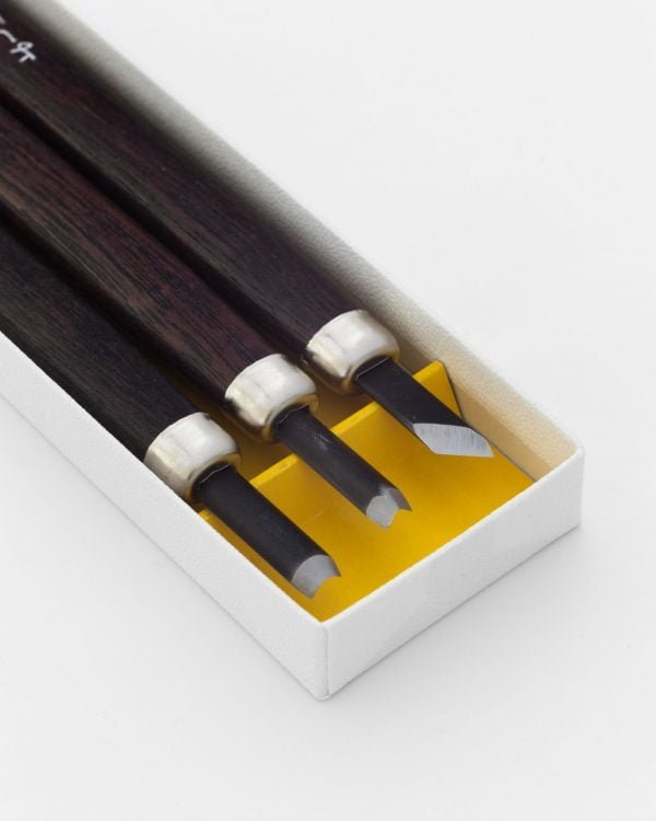 Japoniškų raižiklių medienos drožybai komplektas 3 vnt.