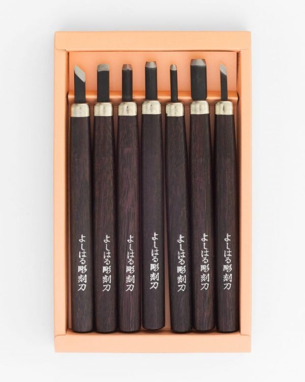 Japoniškų raižiklių medienos drožybai komplektas 7 vnt.