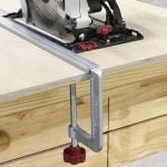 Universalūs tvirtinimo spaustukai Milescraft TrackClamps - panaudojimo pavyzdys