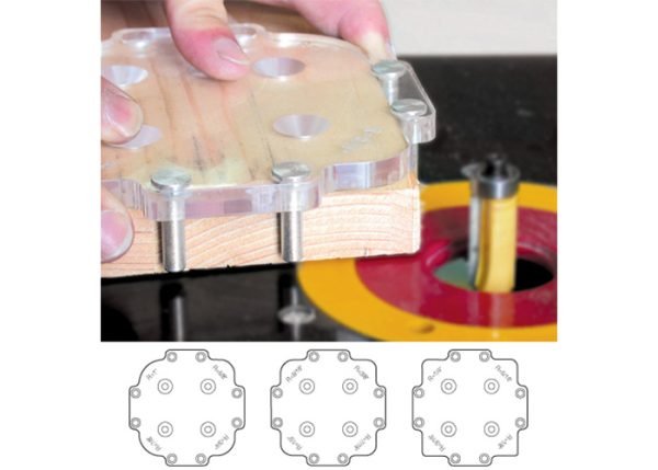 Frezavimo šablonų kampų užapvalinimui rinkinys