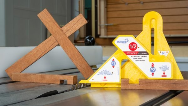 Pusės ruošinio aukščio nustatymo matuoklis MicroJig Fitfinder - panaudojimo pavyzdys