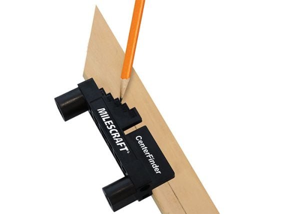 Briaunos centro nustatymo šablonas Milescraft CenterFinder - panaudojimo pavyzdys