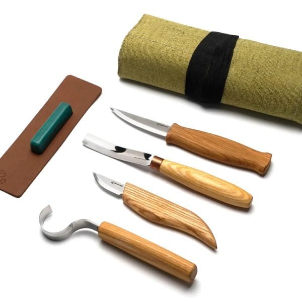 Įrankių šaukštų ir puodelių drožybai rinkinys