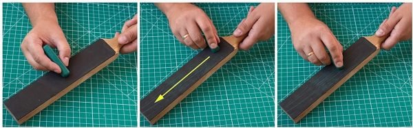 Dvipusė odinė juosta pjovimo įrankių galandimui