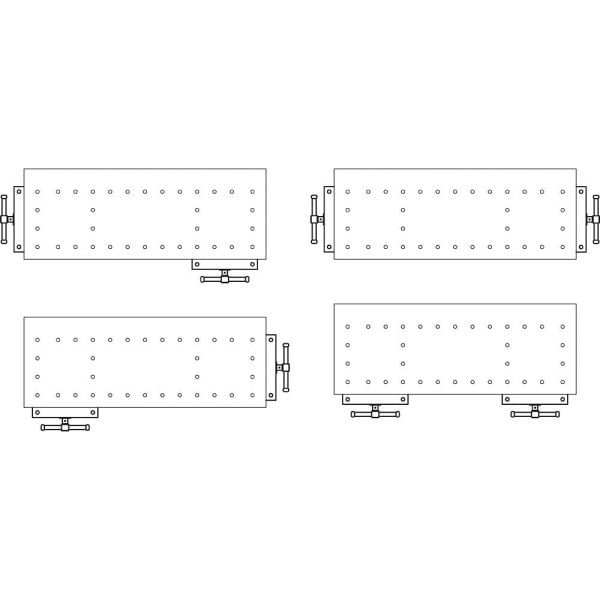 Medinis staliaus varstotas Sjobergs Nordic Plus 1450 - Galimi spaustuvų išdėstymo variantai