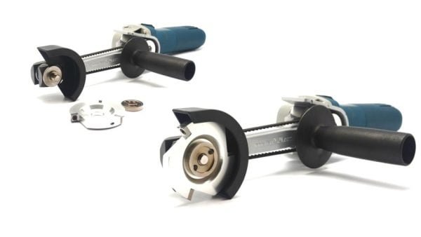 Drožybos diskas su keturkampėmis pjovimo briaunomis Manpa Tools Square Cutter 3" (70 mm) sumontuotas ant drožybos priedo Manpa Tools Multi Cutter Attachment