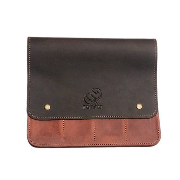 Keturių dalių odinis dėklas drožybos įrankiams