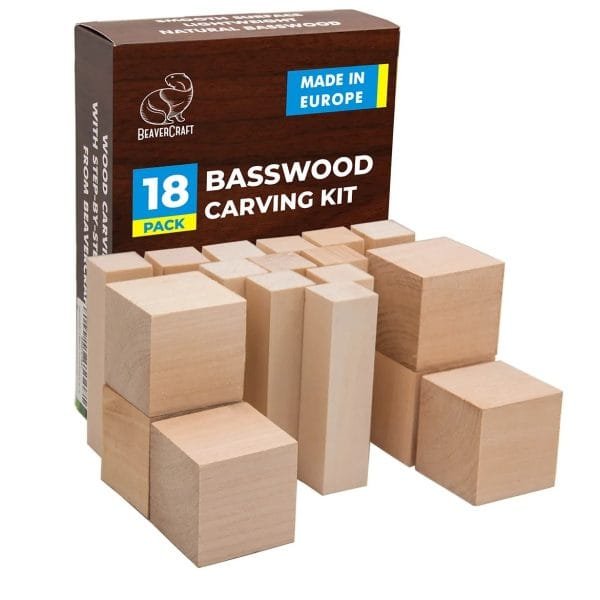 Medinių kaladėlių drožinėjimo projektams rinkinys 18vnt.