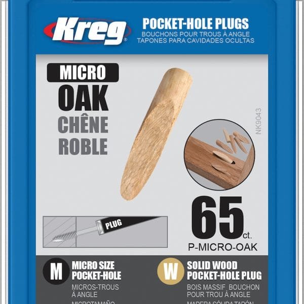 Ąžuoliniai mikro dydžio kišeninių skylių maskavimo kaiščiai Kreg