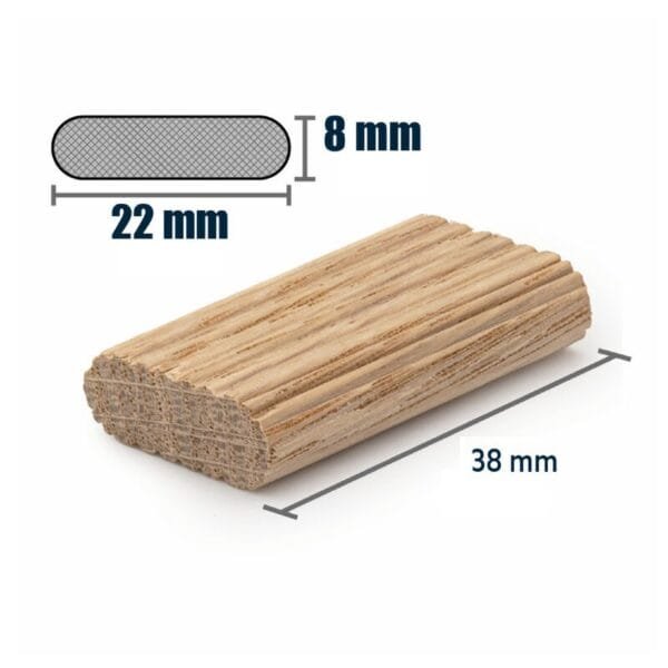 Mediniai kaiščiai dyginiams sujungimams Kreg MortiseMate 8mm X 50vnt.