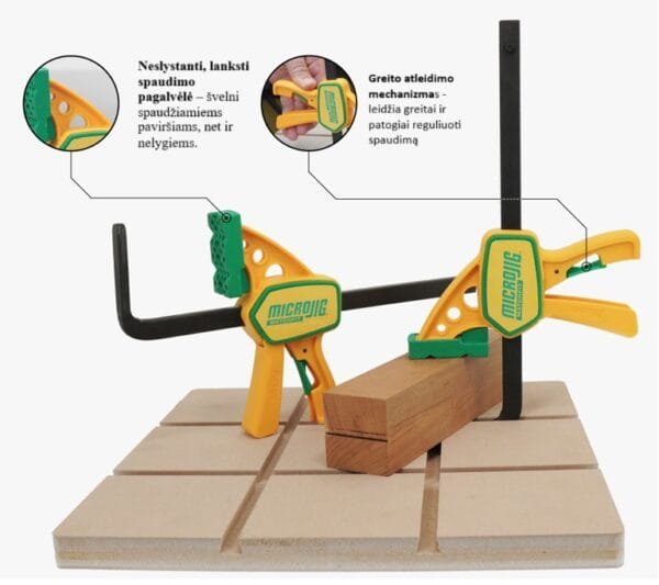 Darbastalio spaustuvų komplektas 2 vnt. MicroJig MatchFit GRR-RIP