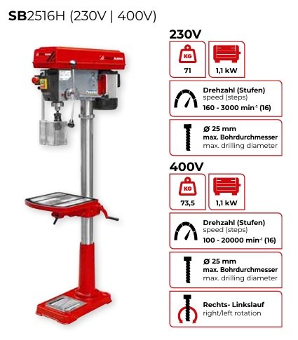 Gręžimo staklės HOLZMANN SB2516H