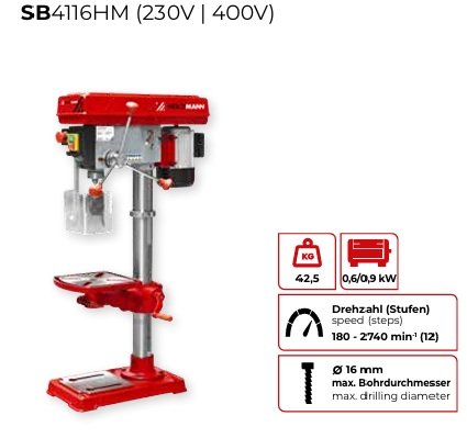 Gręžimo staklės HOLZMANN SB4116HM