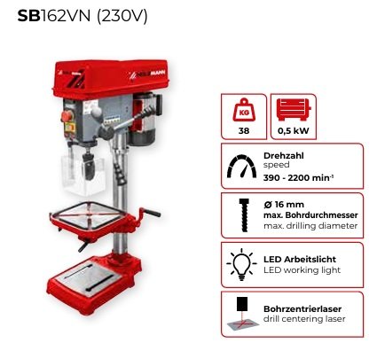 Gręžimo staklės HOLZMANN SB162VN_230V
