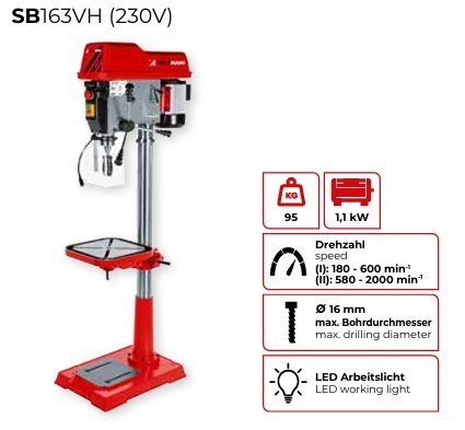 Gręžimo staklės HOLZMANN SB163VH_230V