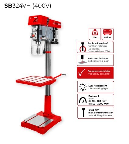 Gręžimo staklės HOLZMANN SB324VH_400V